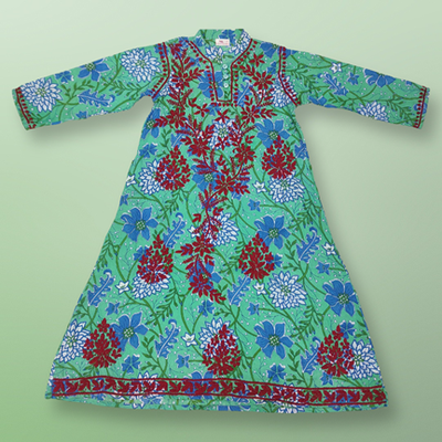 4-5 Year Embroidery Sofi Cotton Girls Dress 34&quot; Long Jalabiya