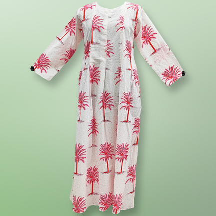 2XL/3XL  Ruby Printed Cotton Dress 57&quot; Long Jalabiya