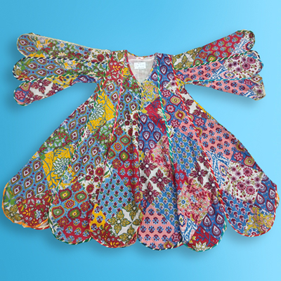4-5 Year Meher Multi Printed Cotton Dress 34&quot; Long Jalabiya
