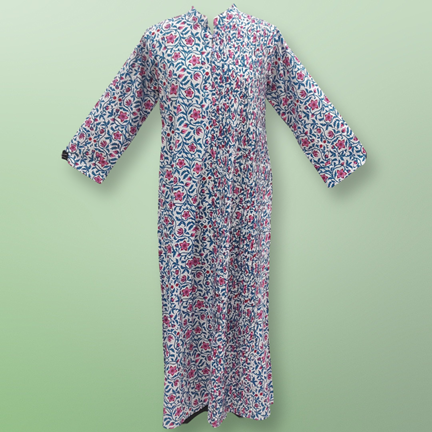 L/XL Maira Printed Cotton Dress 57&quot; Long Jalabiya