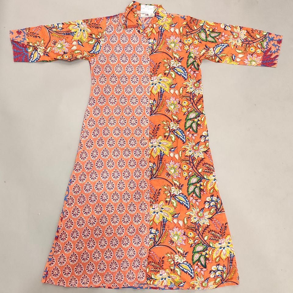 8-9 Year Singapore Printed Cotton Girls Dress 42&quot; Long Jalabiya
