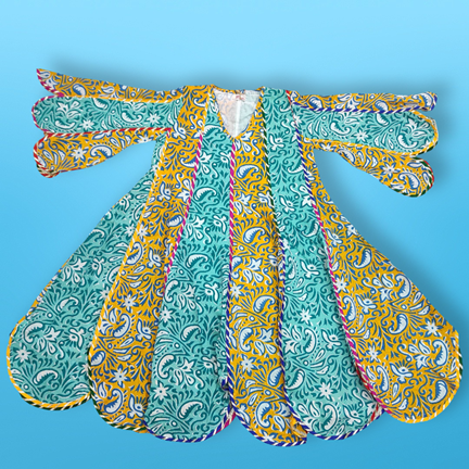 4-5 Year Meher Multi Printed Cotton Girls Dress 34&quot; Long Jalabiya