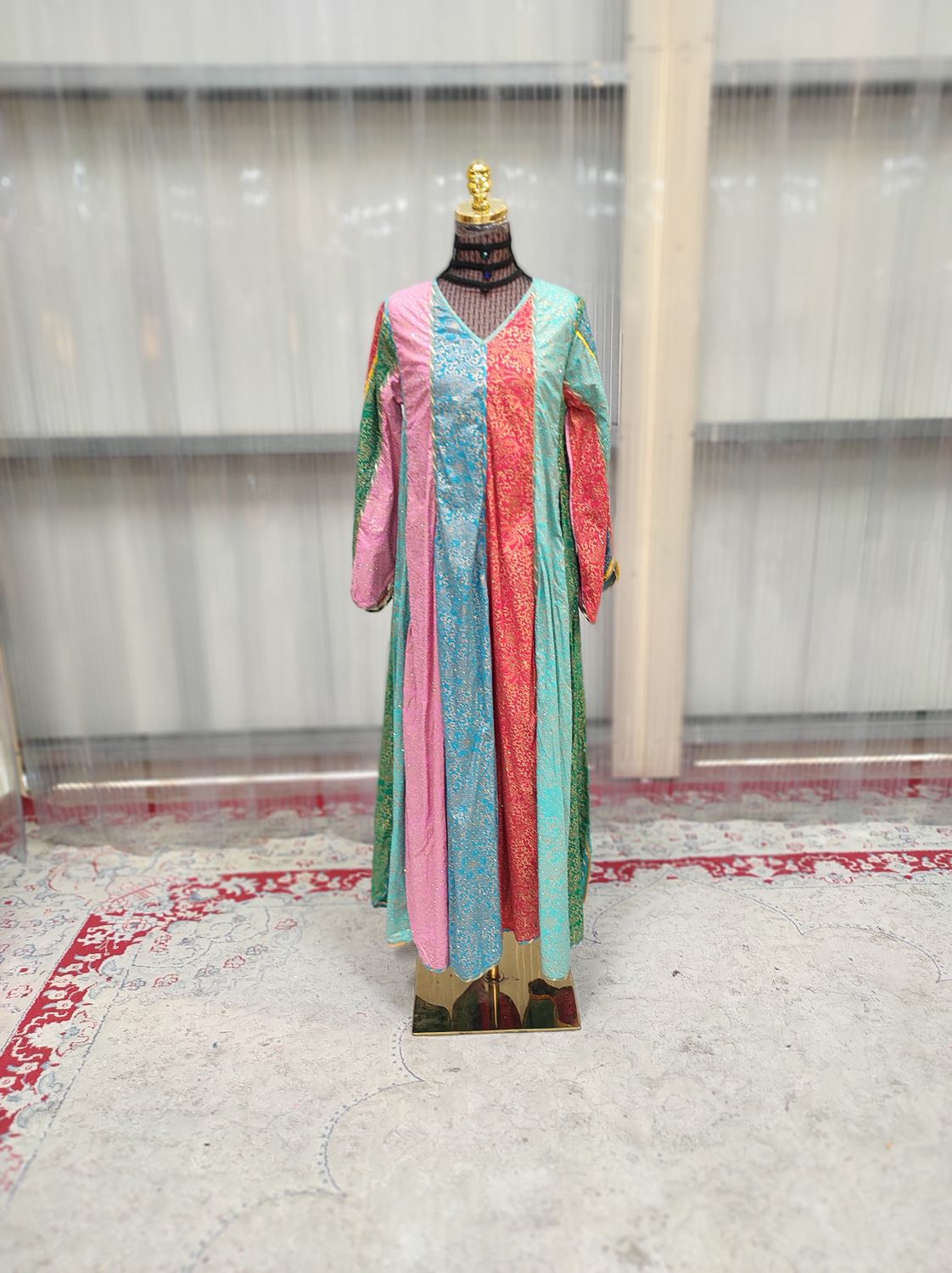 XS/S Meher Crystal Multi Printed Cotton Dress 54&quot; Long Jalabiya