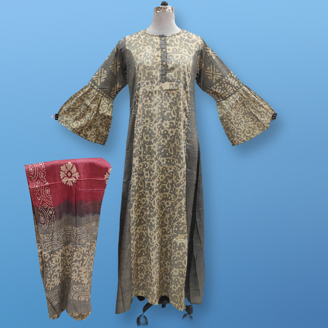 S/M Cotton Printed Marry Dress 56&quot; Long Jalabiya With Sheila