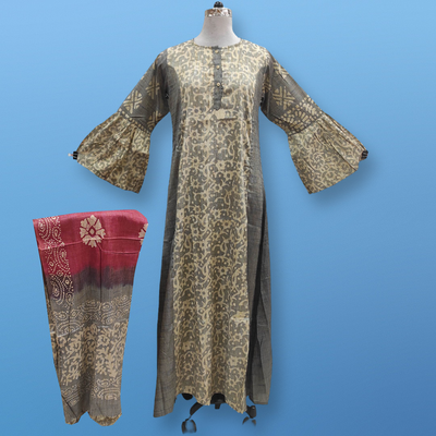 S/M Cotton Printed Marry Dress 56&quot; Long Jalabiya With Sheila