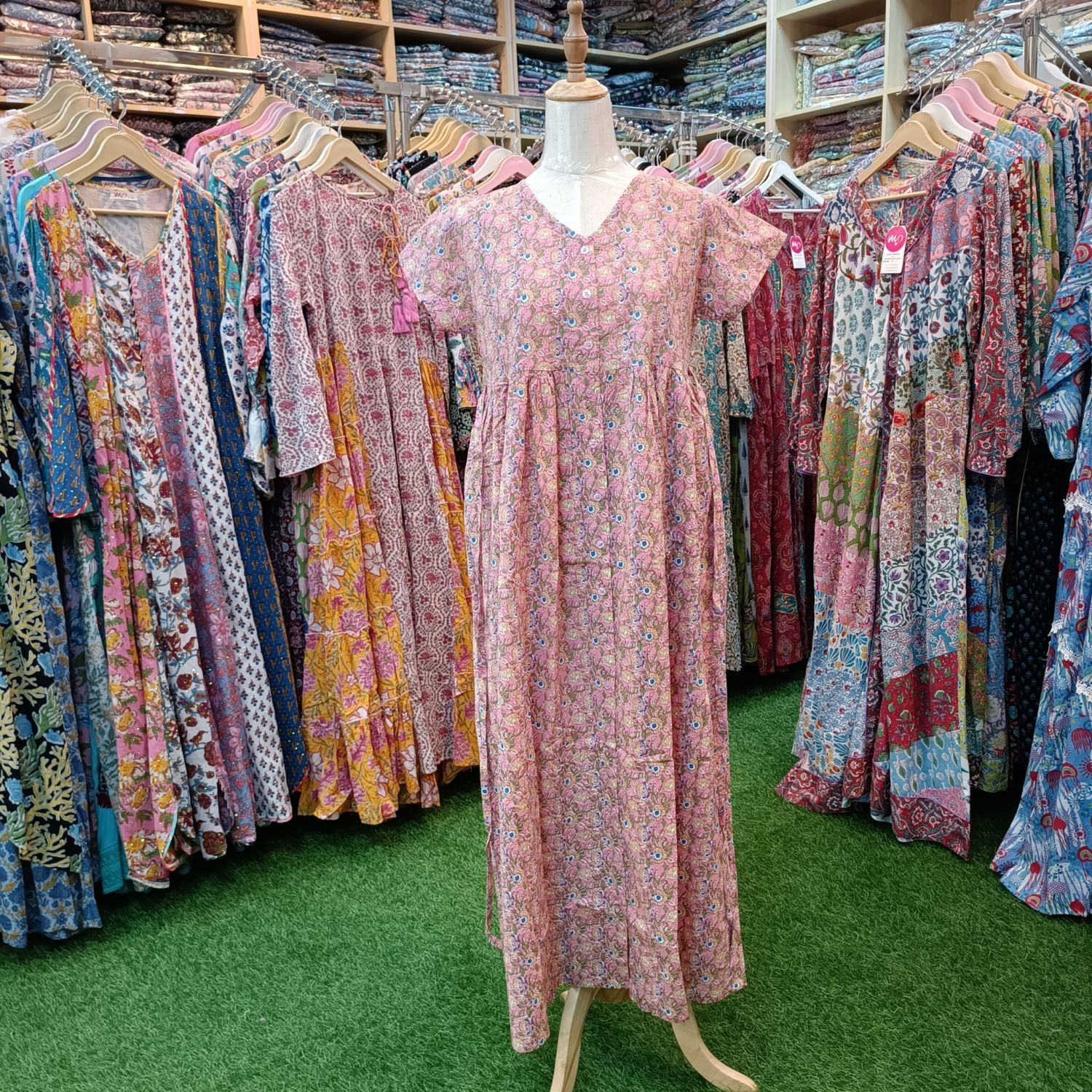 12-13 Year Precious Printed Cotton Girls Dress 50&quot; Long Jalabiya
