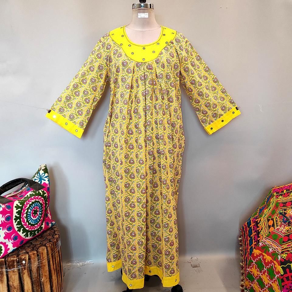 2XL/3XL Lara Printed Cotton Dress 57&quot; Long Jalabiya