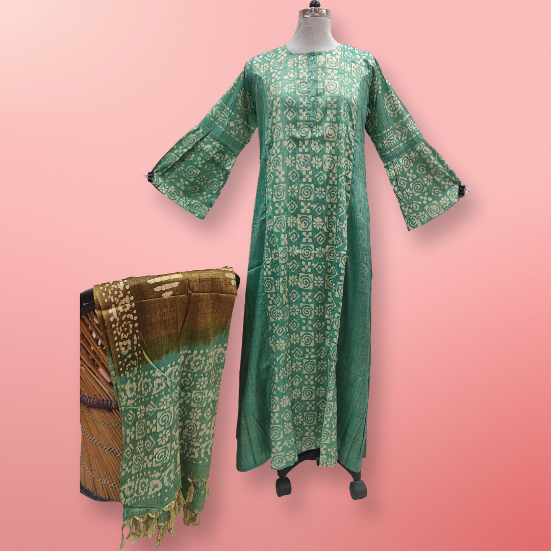 S/M Cotton Printed Marry Dress 56&quot; Long Jalabiya With Sheila