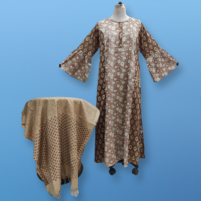L/XL Cotton Printed Marry Dress 56&quot; Long Jalabiya With Sheila