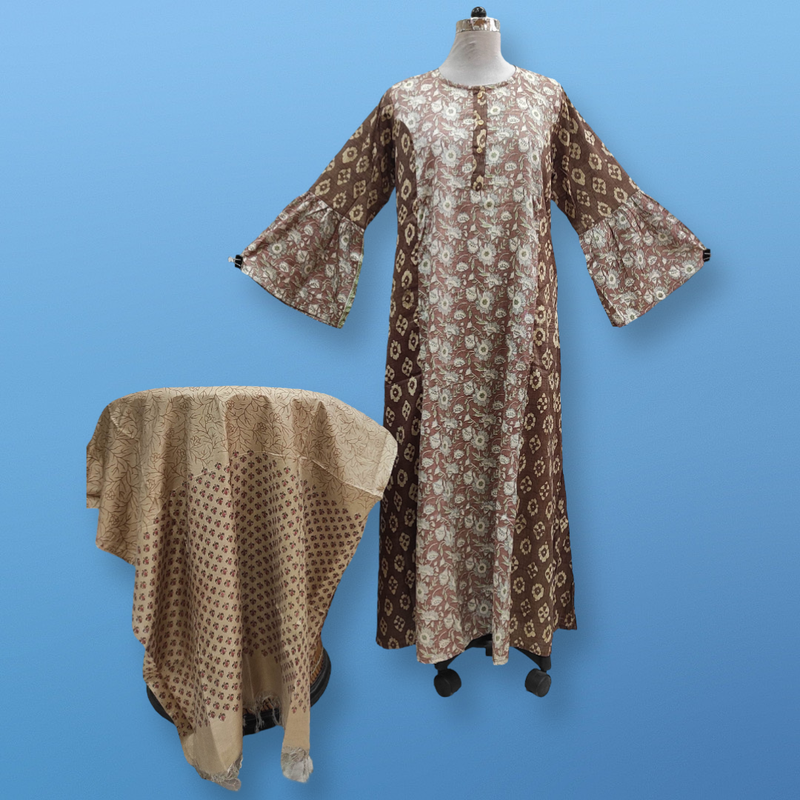 L/XL Cotton Printed Marry Dress 56&quot; Long Jalabiya With Sheila