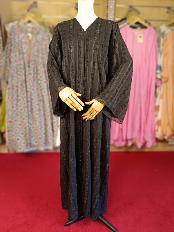 Black Abaya Crystal Embroidery length 52&quot;inch