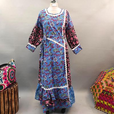 S/M Ayaana Printed Cotton Dress 57&quot; Long Jalabiya