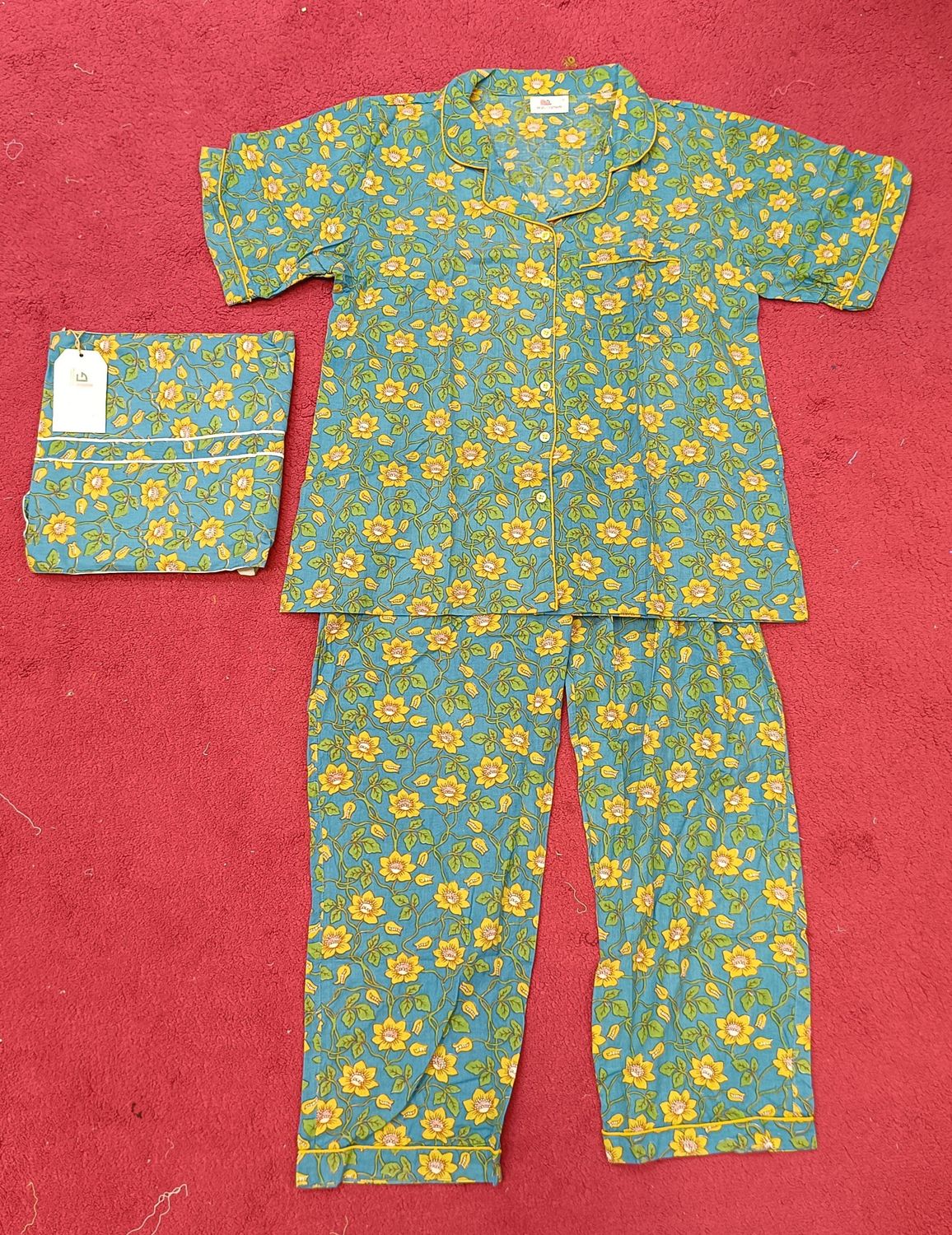 L/XL Cotton 39&quot; Pajamas Set Short sleeves