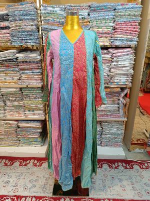 XS/S Meher Crystal Multi Printed Cotton Dress 54&quot; Long Jalabiya