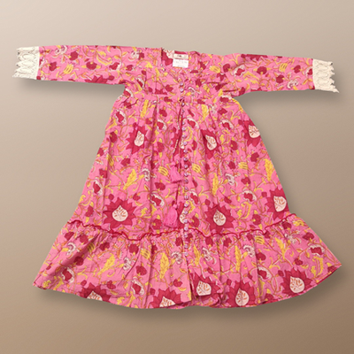 4-5 Year Ari Printed Cotton Girls Dress 34&quot; Long Jalabiya