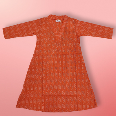 2-3 Year Teena Printed Cotton Girls Dress 30&quot; Long Jalabiya
