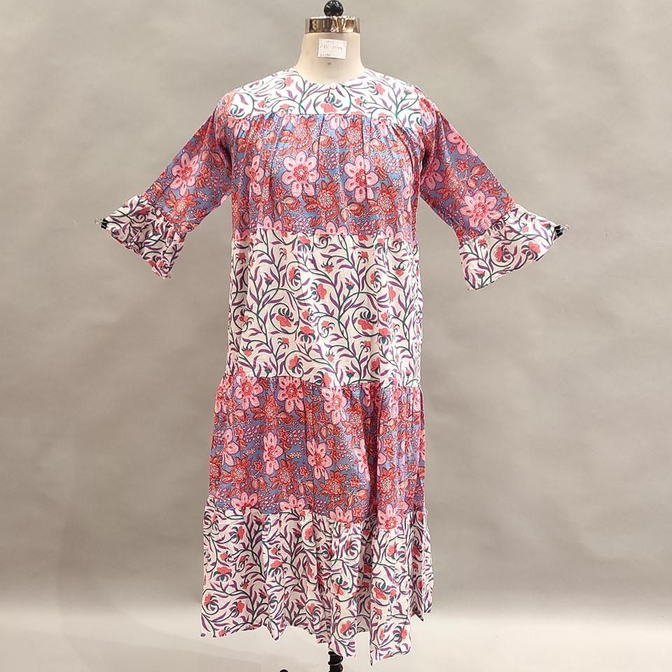 10-11 Year Moon Printed Cotton Girls Dress 46&quot; Long Jalabiya