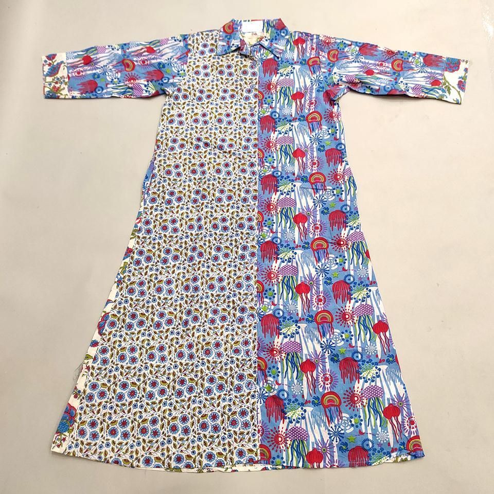 8-9 Year Singapore Printed Cotton Girls Dress 42&quot; Long Jalabiya