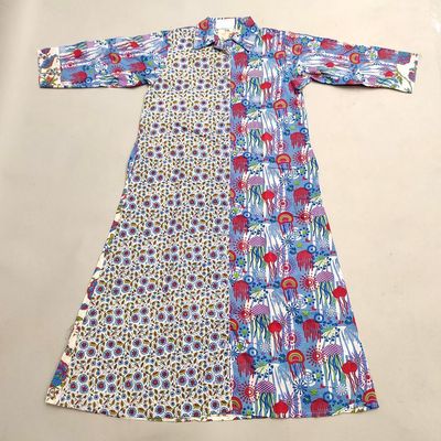 8-9 Year Singapore Printed Cotton Girls Dress 42&quot; Long Jalabiya