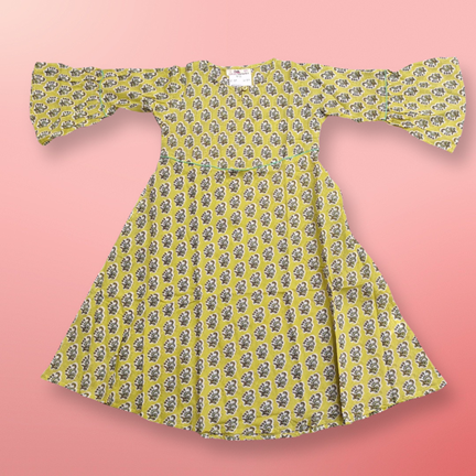 4-5 Year Zaina Printed Cotton Girls Dress 34&quot; Long Jalabiya