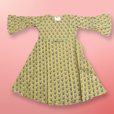 4-5 Year Zaina Printed Cotton Girls Dress 34&quot; Long Jalabiya