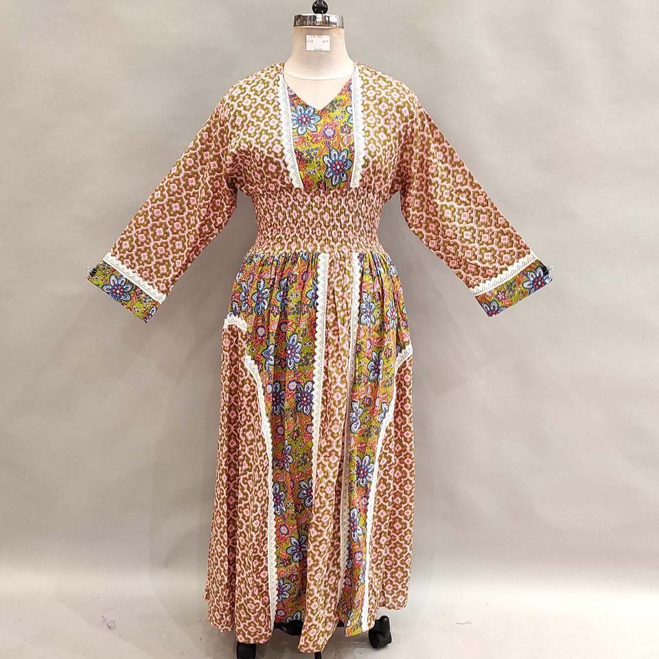 2XL/3XL Yara Printed Cotton Dress 56&quot; Long Jalabiya