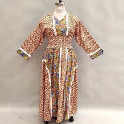 2XL/3XL Yara Printed Cotton Dress 56&quot; Long Jalabiya