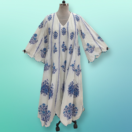 S/M Meher Multi Printed Cotton Dress 57&quot; Long Jalabiya