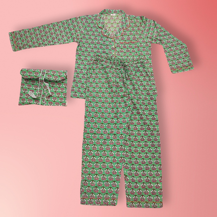 4XL-5XL Cotton 39&quot; Pajamas Set full sleeves