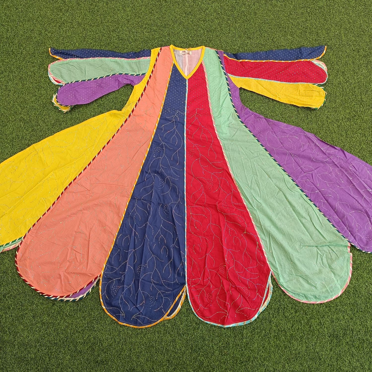 10-11 Year Meher Crystal Plain Multi Cotton Girls Dress 45&quot; Long Jalabiya