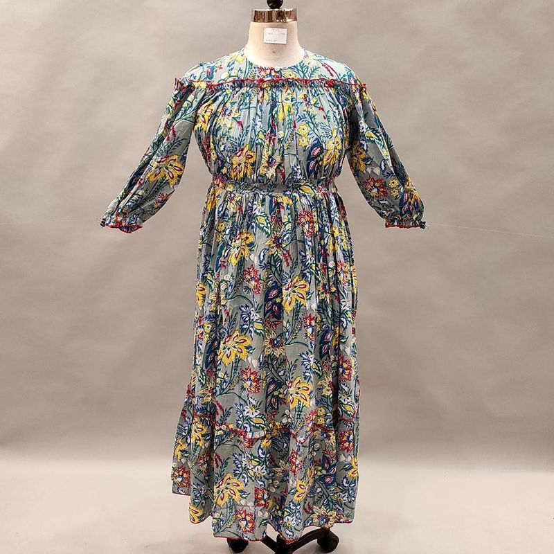 12-13 Year Lutf Printed Cotton Girls Dress 50&quot;Long Jalabiya