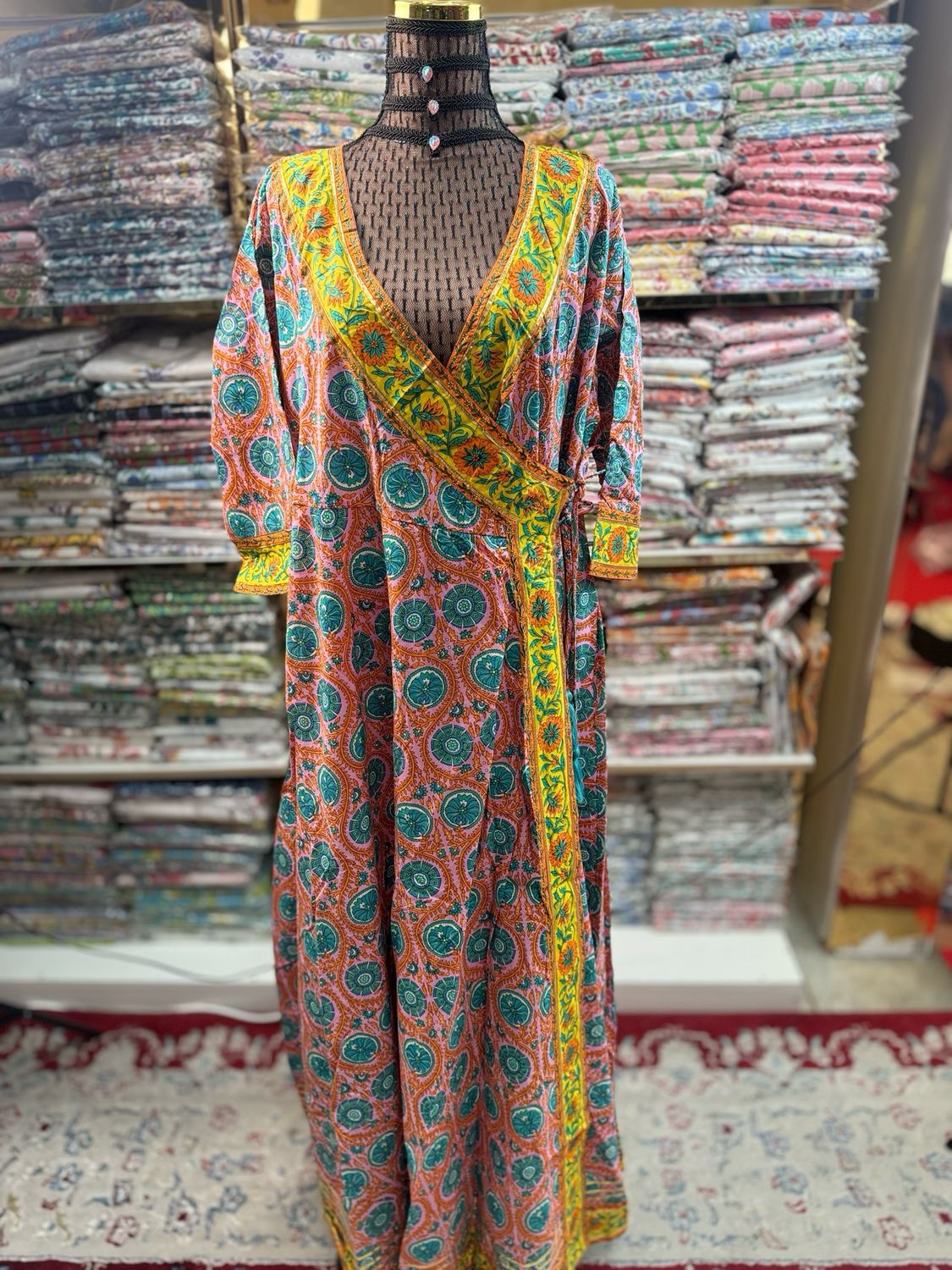 L/XL Priam Printed Cotton Dress 57&quot; Long Jalabiya