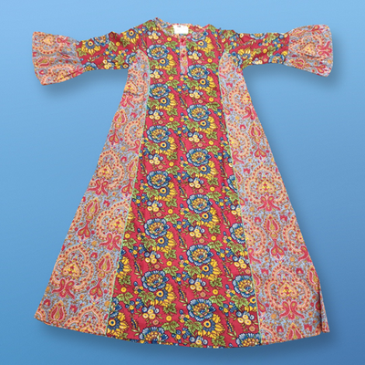 10-11 Year Marry Printed Cotton Girls Dress 46&quot;Long Jalabiya