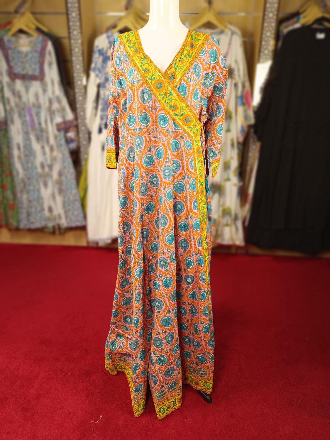 L/XL Priam Printed Cotton Dress 57&quot; Long Jalabiya