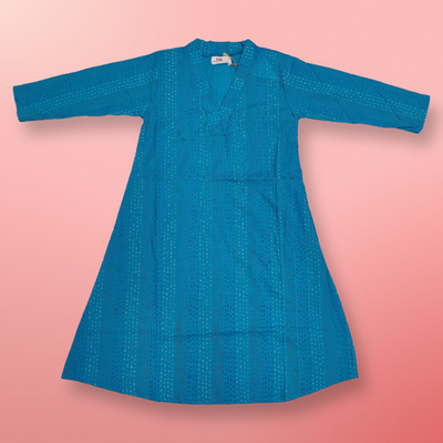 4-5 Year Teena Printed Cotton Girls Dress 33&quot; Long Jalabiya