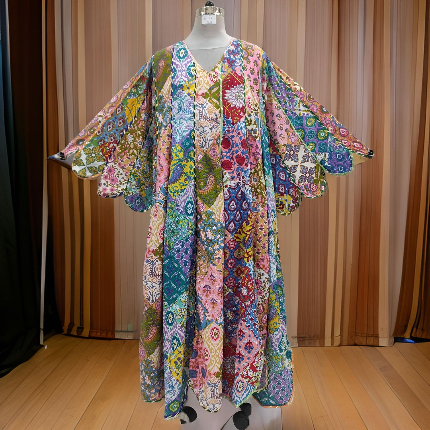 2XL/3XL Patch Meher Multi Printed Cotton Dress 57&quot; Long Jalabiya