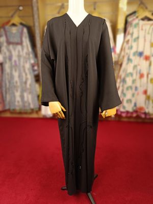 Black Abaya Crystal Embroidery length 56&quot;inch