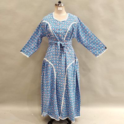 2XL/3XL Wisal Printed Cotton Dress 57&quot; Long Jalabiya