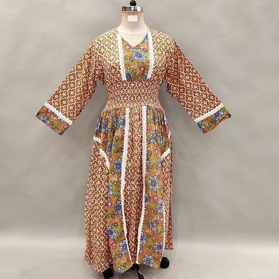 2XL/3XL Yara Printed Cotton Dress 56&quot; Long Jalabiya