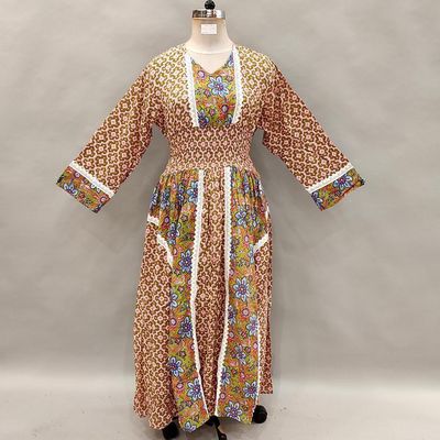 2XL/3XL Yara Printed Cotton Dress 56&quot; Long Jalabiya