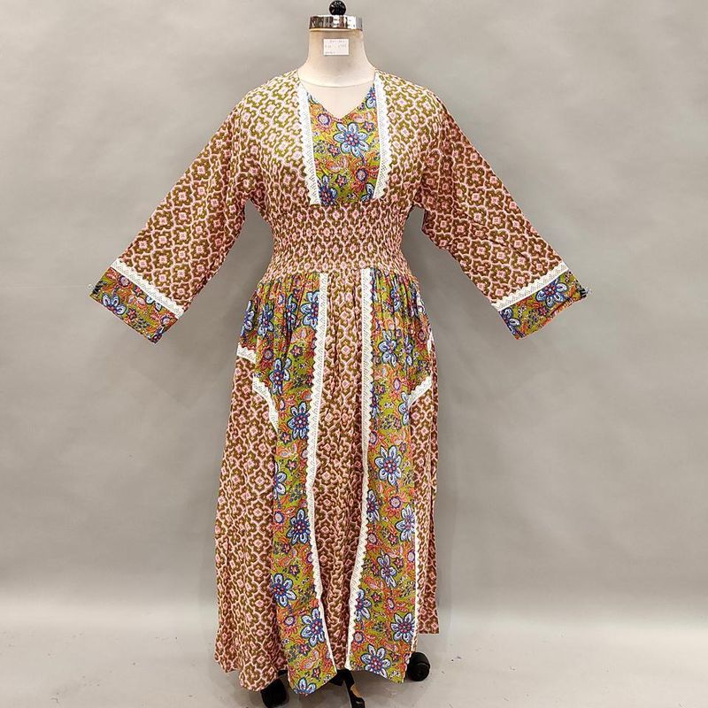 2XL/3XL Yara Printed Cotton Dress 56&quot; Long Jalabiya