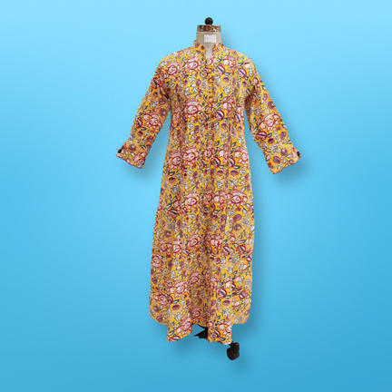 XS/S Warina Printed Cotton  Dress 54&quot; Long Jalabiya