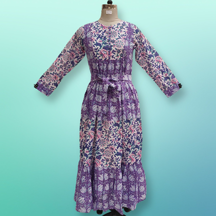 2XL-3XL Yumna Printed Cotton Dress 57&quot; Long Jalabiya