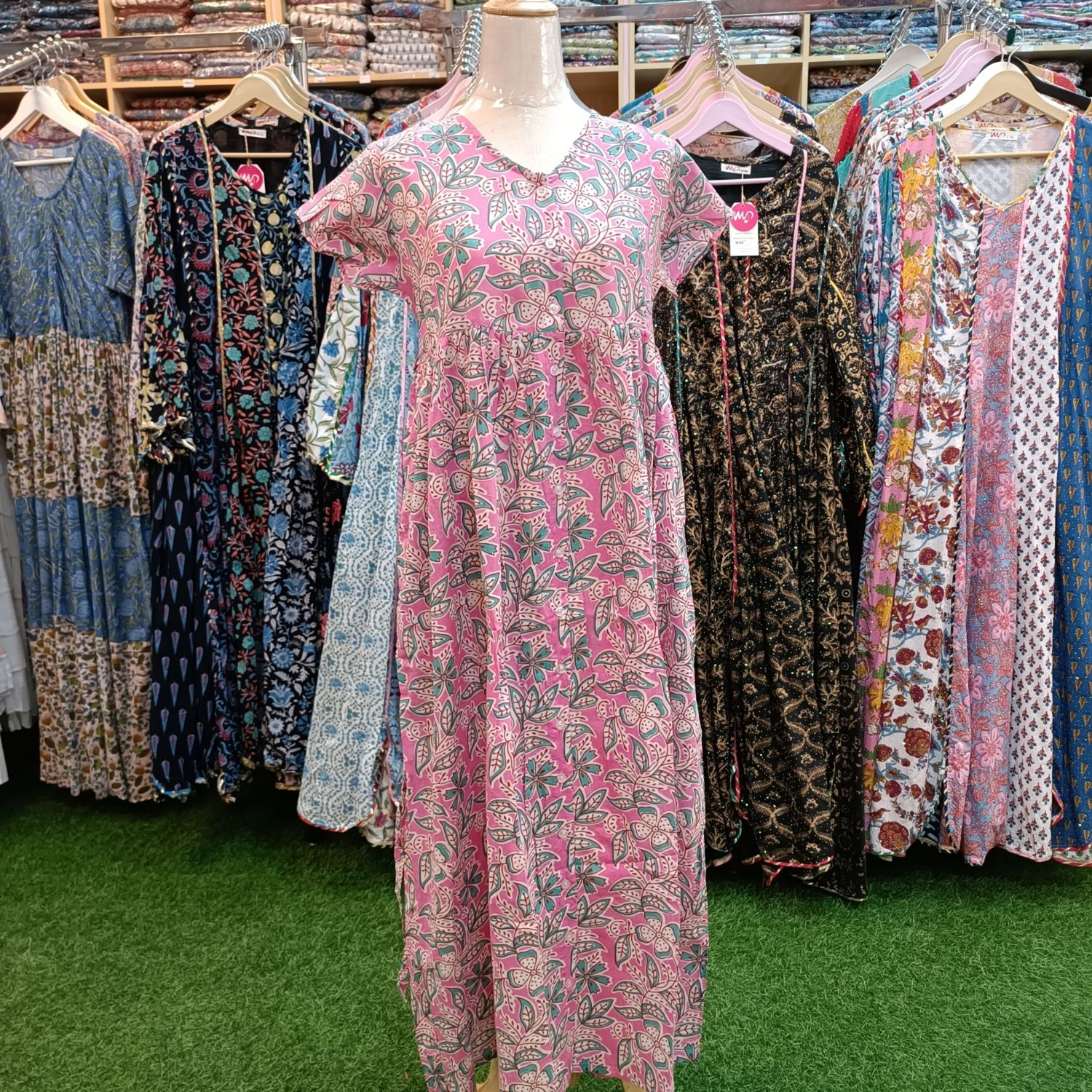 12-13 Year Precious Printed Cotton Girls Dress 50&quot; Long Jalabiya