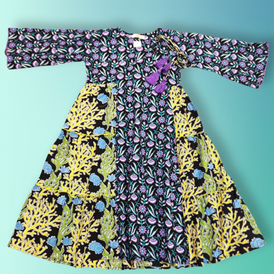 6-7 Year Cindrella Printed Cotton Girls Dress 38&quot; Long Jalabiya