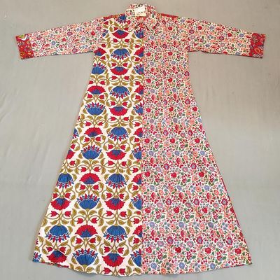 10-11 Year Singapore Printed Cotton Girls Dress 46&quot; Long Jalabiya
