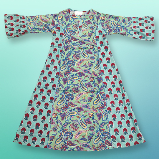 8-9 Year Marry Printed Cotton Girls Dress 41&quot; Long Jalabiya