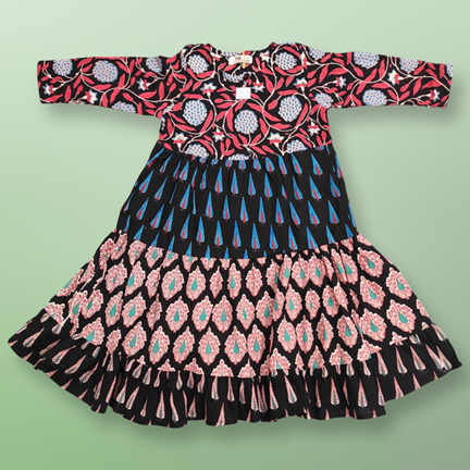 2-3 Year Special Printed Cotton Girls Dress 30&quot; Long Jalabiya