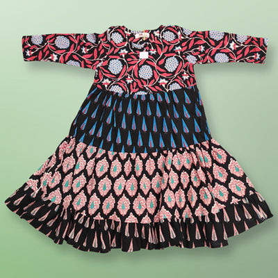 2-3 Year Special Printed Cotton Girls Dress 30&quot; Long Jalabiya