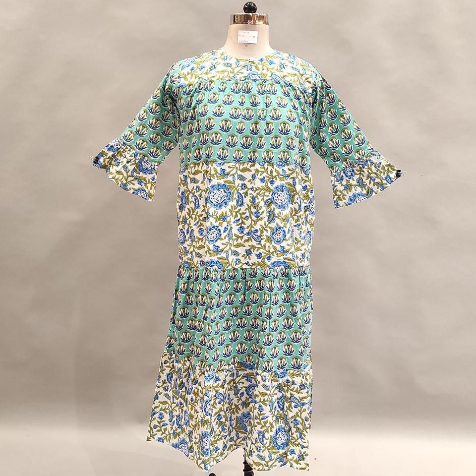 10-11 Year Moon Printed Cotton Girls Dress 46&quot; Long Jalabiya